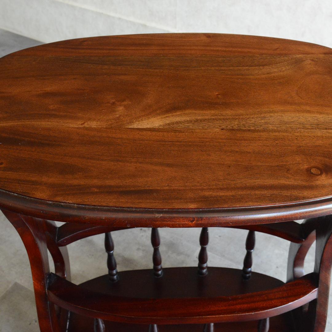 クラシック サイドテーブル オーバル マガジンラック ワインテーブル 雑誌収納