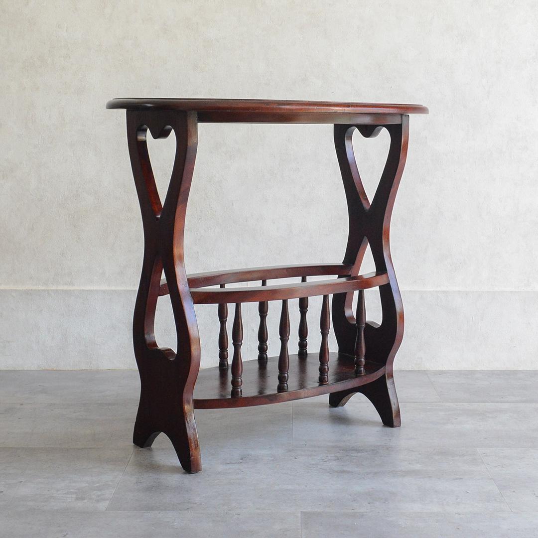 クラシック サイドテーブル オーバル マガジンラック ワインテーブル 雑誌収納