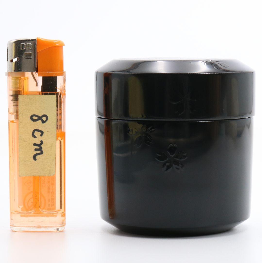 峯清作 桜文黒雪吹 棗 薄茶器 茶道具 共箱　C812　N1