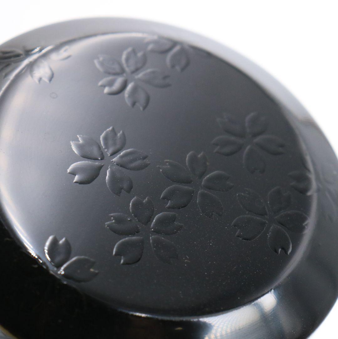 峯清作 桜文黒雪吹 棗 薄茶器 茶道具 共箱　C812　N1