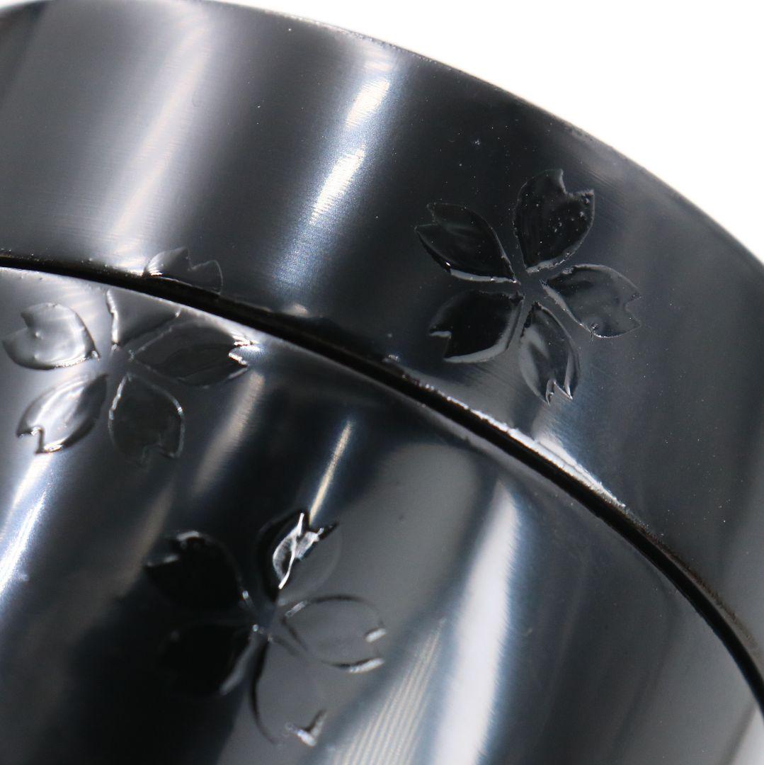 峯清作 桜文黒雪吹 棗 薄茶器 茶道具 共箱　C812　N1