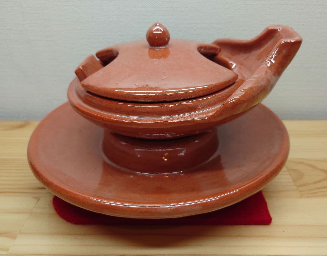 送料込【逢絢亭】茶道具 夜咄道具 するめ瓦 楽焼 赤楽 川嵜和楽 紙箱入り