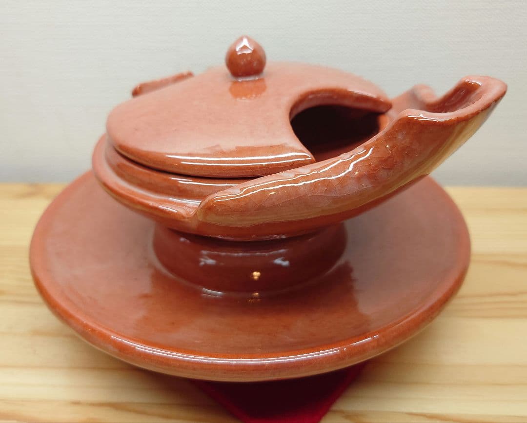 送料込【逢絢亭】茶道具 夜咄道具 するめ瓦 楽焼 赤楽 川嵜和楽 紙箱入り