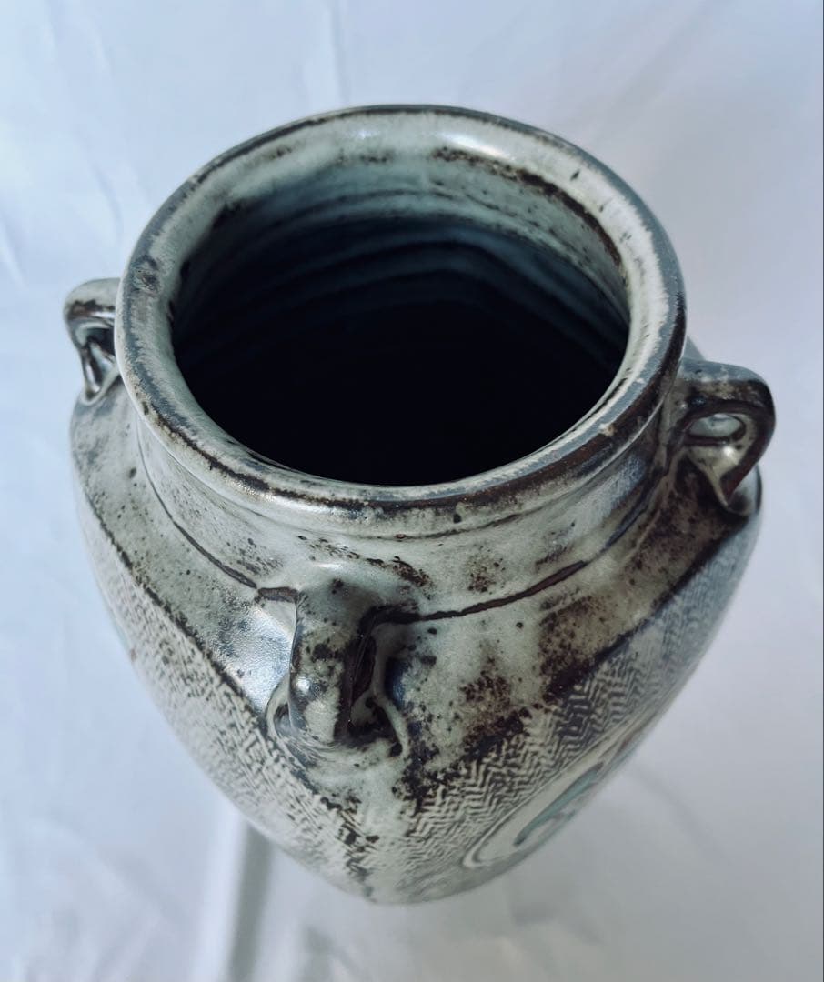 【未使用】島岡達三 益子焼 大型作品 象嵌赤絵壺