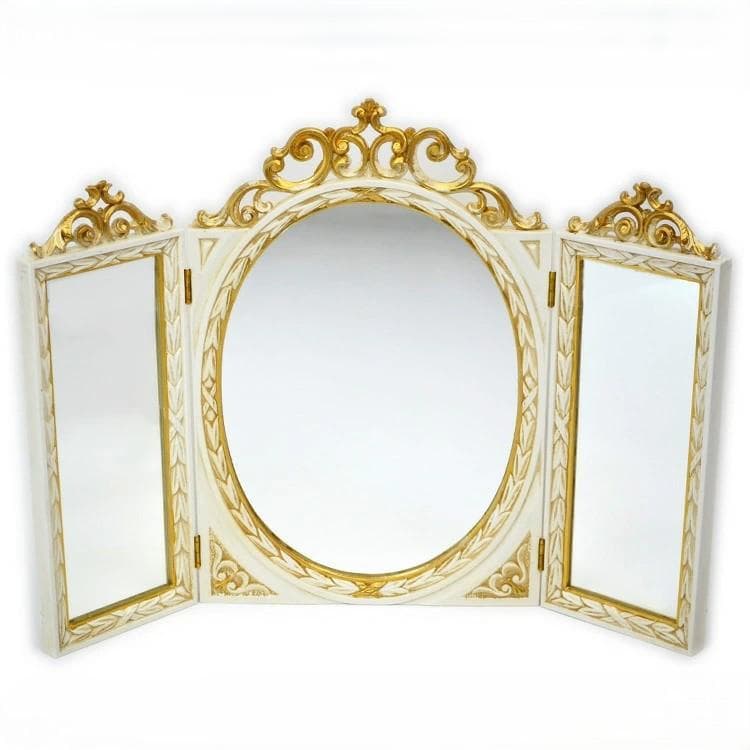 イタリア製 アンティーク風 卓上ミラー 壁掛け鏡 三面鏡