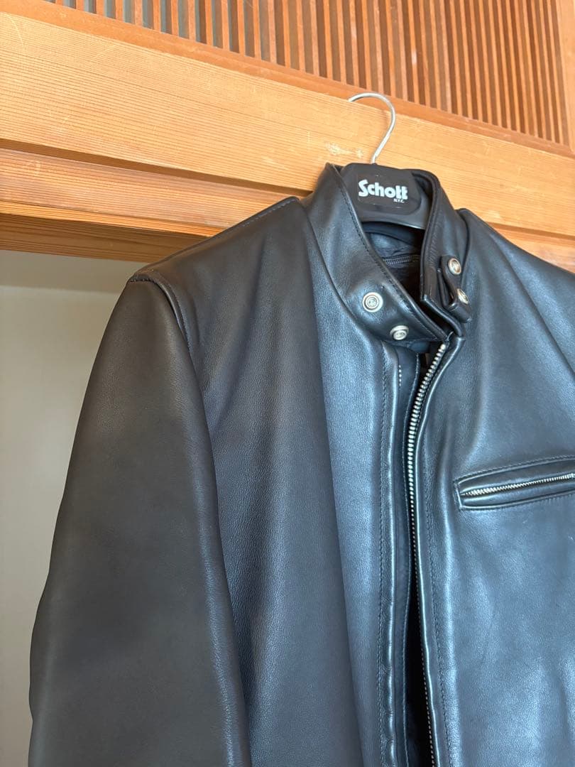 （美品）Schott ブラック シングルライダースジャケット641