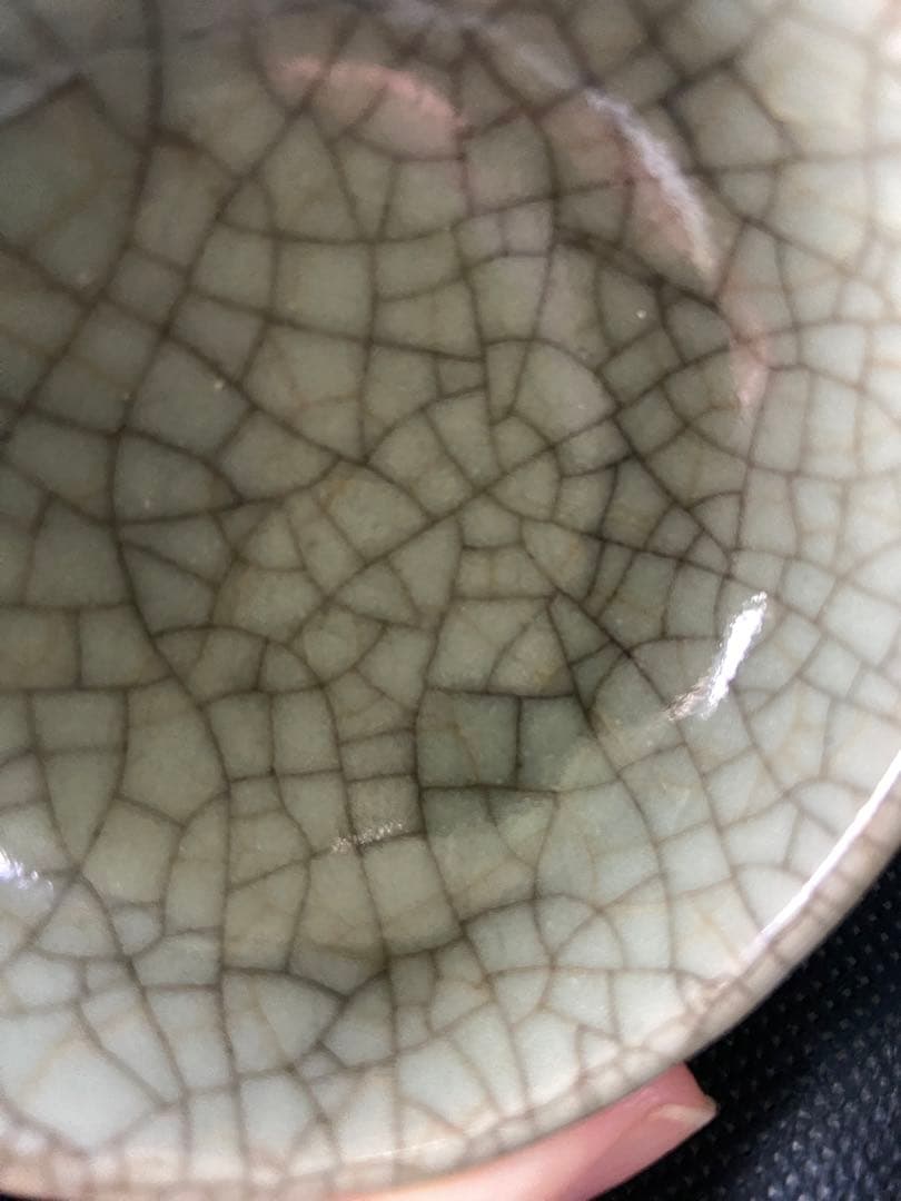 中国古美術品　清の時代　青磁　哥窯　茶盃　2客