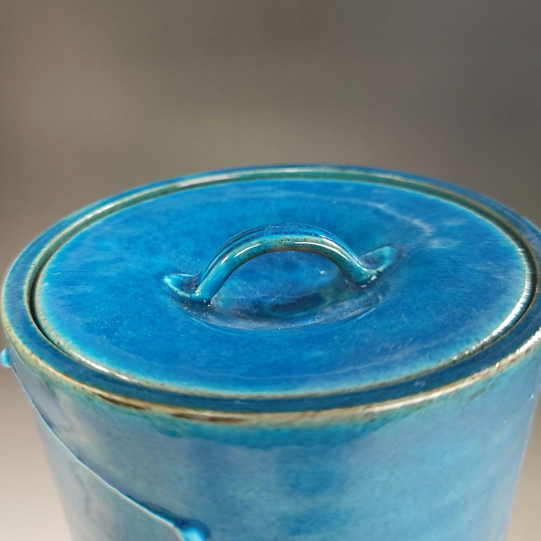 イ999 水指『日吉窯　加藤丈佳』『青釉北斗七星紋　細水指　共箱』茶道具