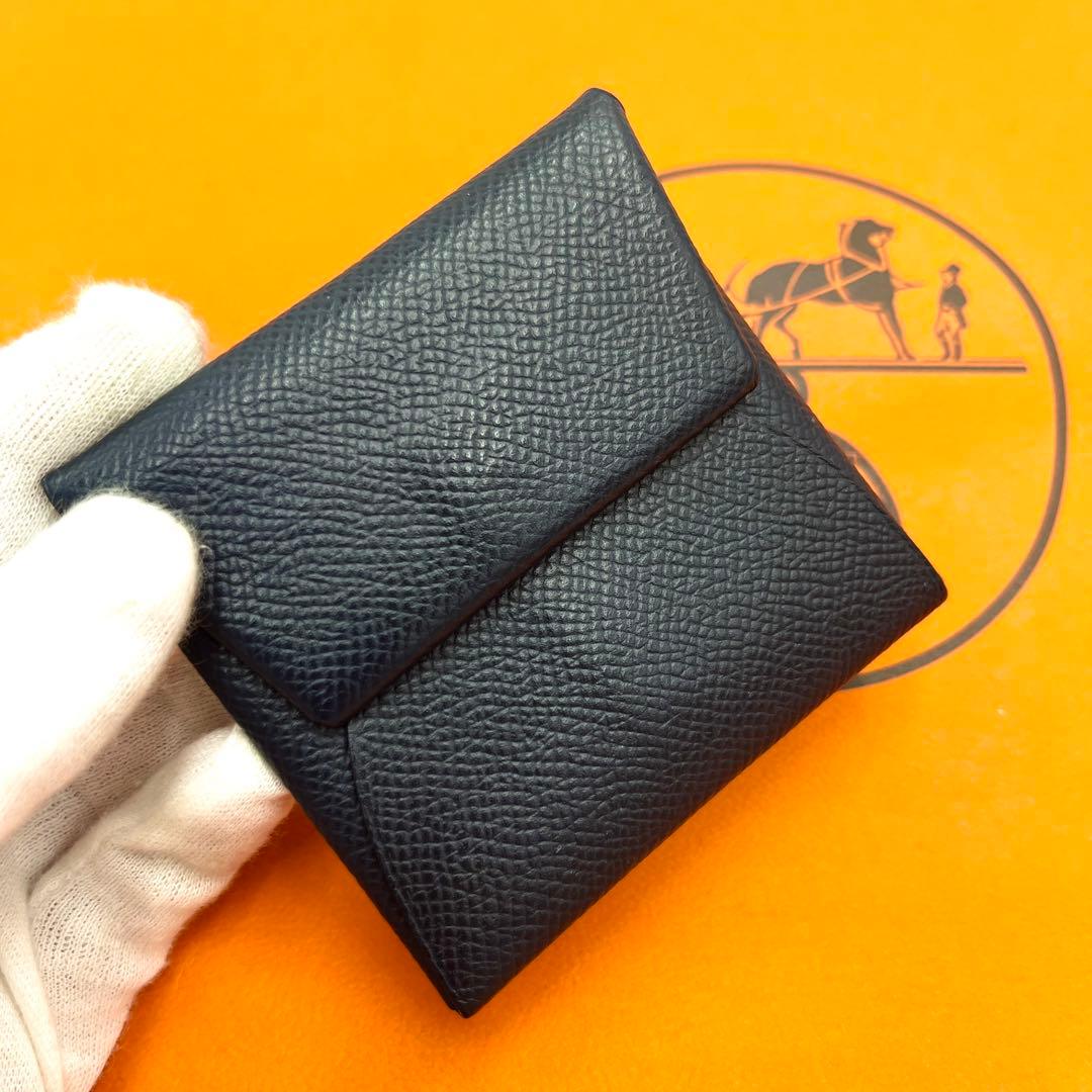 【極稀少】エルメス バスティア ヴェルソ ケース 財布 バイカラー 紺×灰