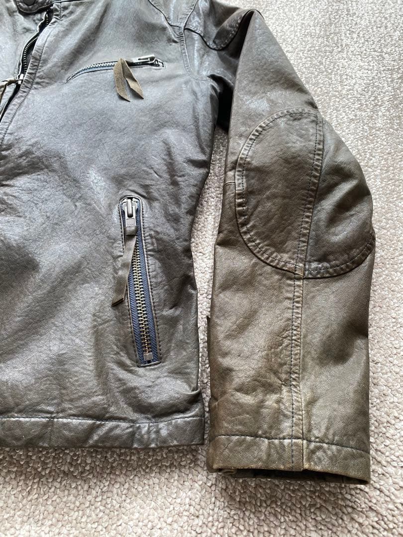 メンズ　ライダース　ハルフ　羊革　美品
