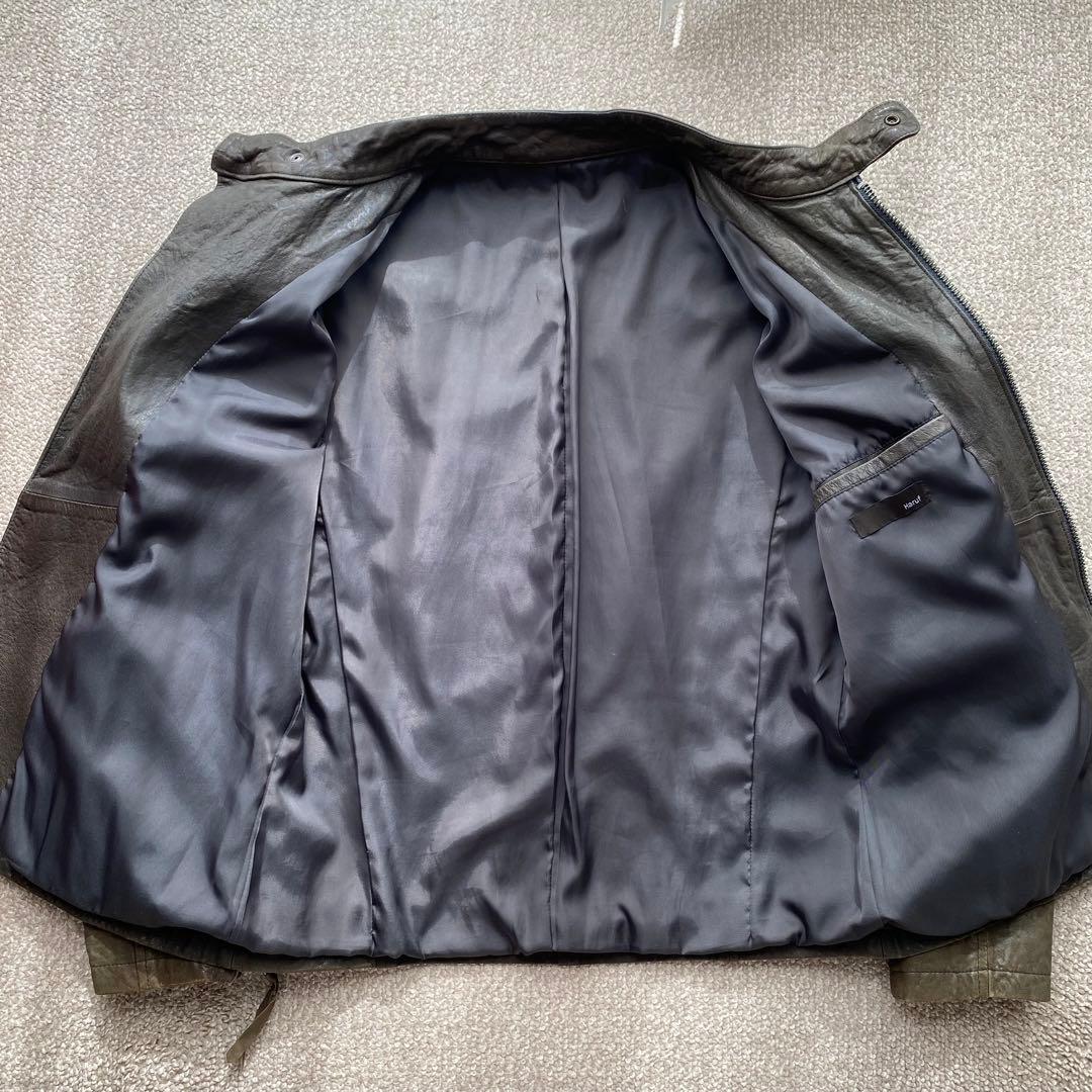 メンズ　ライダース　ハルフ　羊革　美品