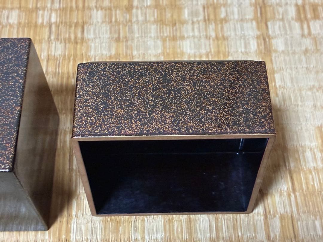 漆器 金箔 松と紅葉 蒔絵 梨地 小箱 小物入れ 時代物