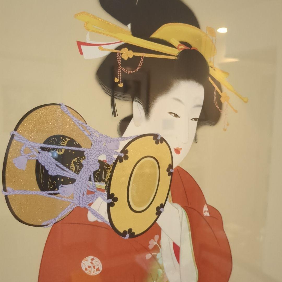 鼓の音　上村松園　最高品質シルクスクリーン