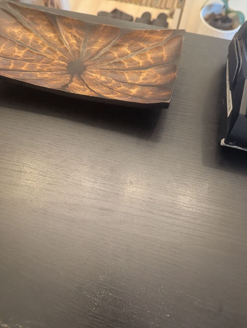 ウォールナット柄受付カウンター ダークブラウン幅117.5cm