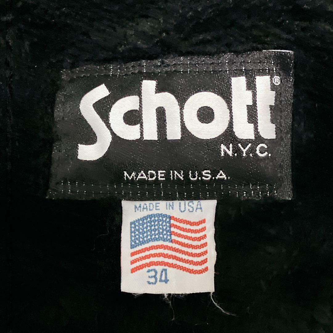 【米国製】schott ライダースジャケット シングル 2way 黒 本革 ボア