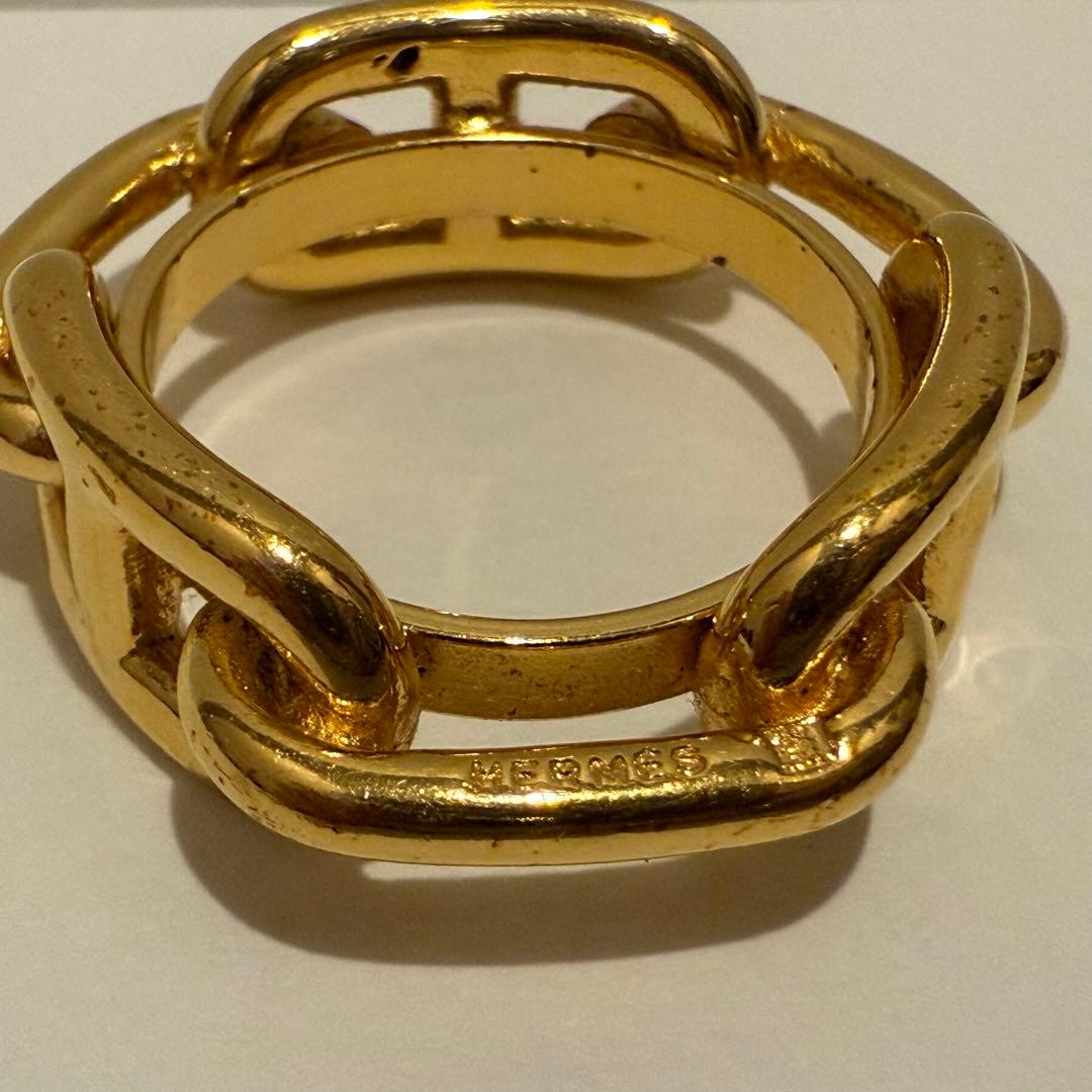 HERMES シェーヌダンクル スカーフリング 　ゴールド エルメス