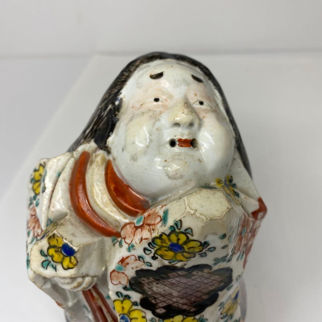 江戸時代　極彩色お多福　伏香炉　タニサ　東さ7-0130☆2F