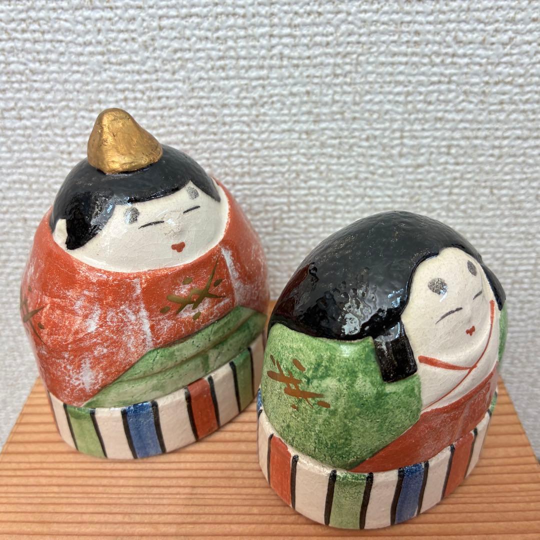 醍醐窯 島荷平 楽焼 雛形香合 蓋もの おひな様 珍味入れ