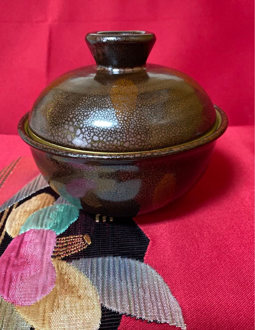 工芸品　安田全広　鹿深窯　天目名家　油滴天目　蓋付茶碗　蓋付小鉢　箱付