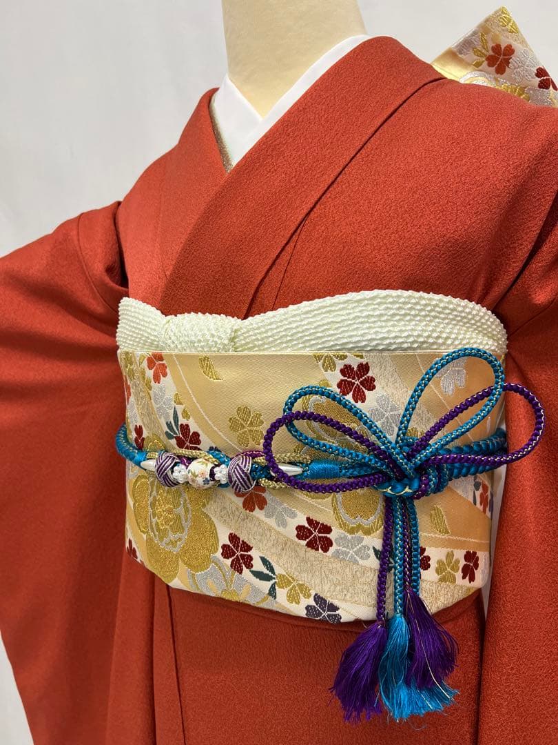 色無地　振り袖　フルセット　長襦袢　成人式　パーティー　袋帯　小物付　675