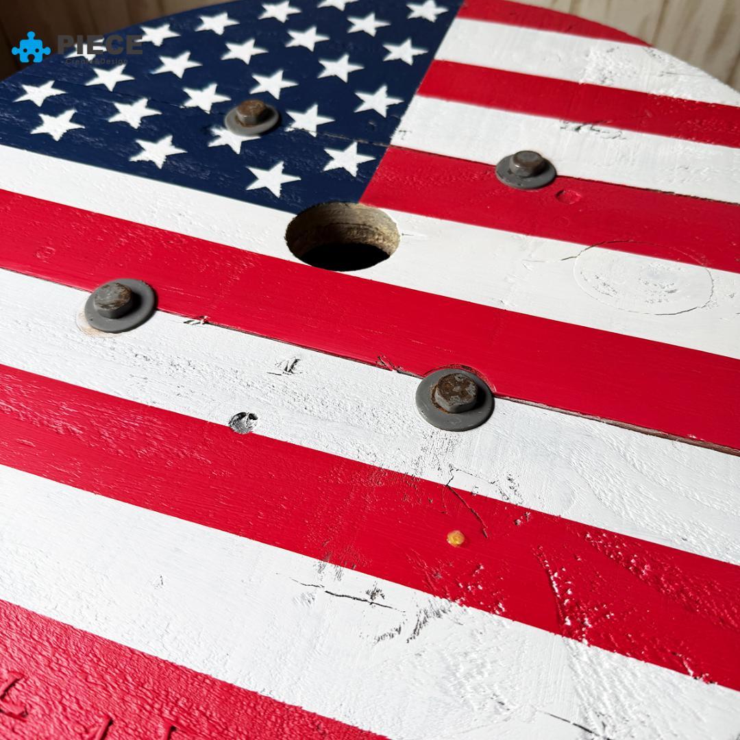 ケーブルドラム 電線ドラム テーブル アメリカン インテリア ガレージ 星条旗
