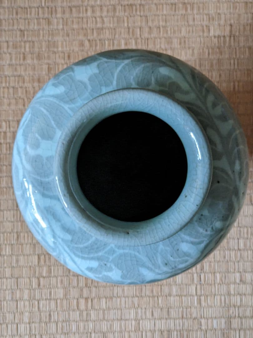 ♦期間限定Xmasセール 朝鮮陶磁！中国 白土象嵌 高麗青磁 梅瓶 骨董品