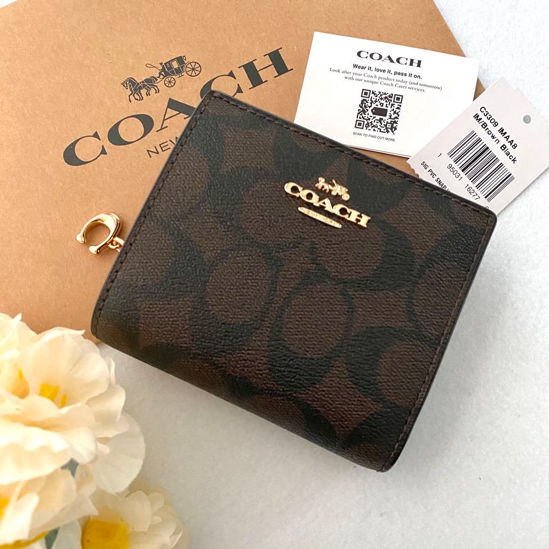 新品　正規品☆COACH(コーチ)折り財布　ブラウン シグネチャー 二つ折り財布