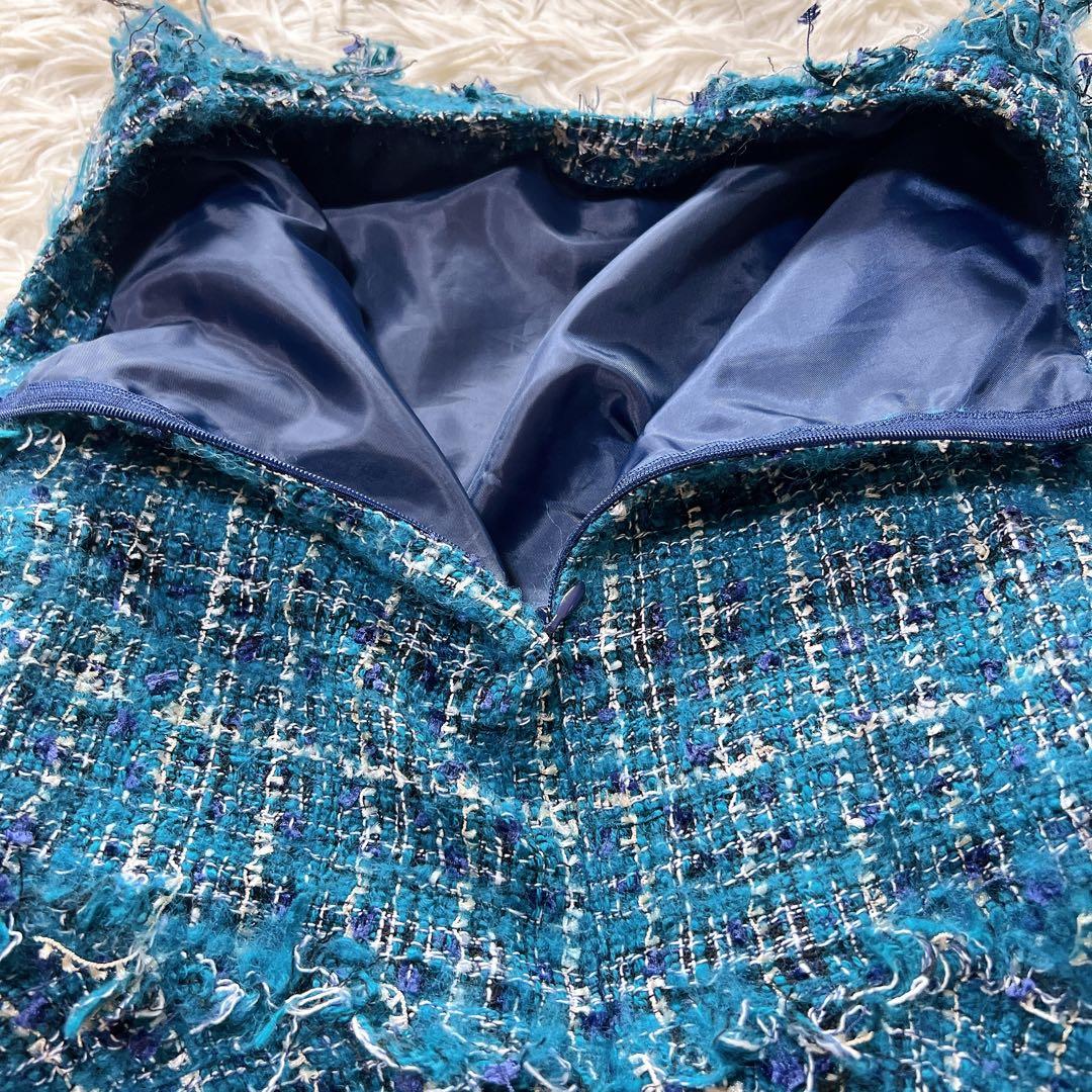 シェリエ sheller ターコイズ　ツイード　ペプラム