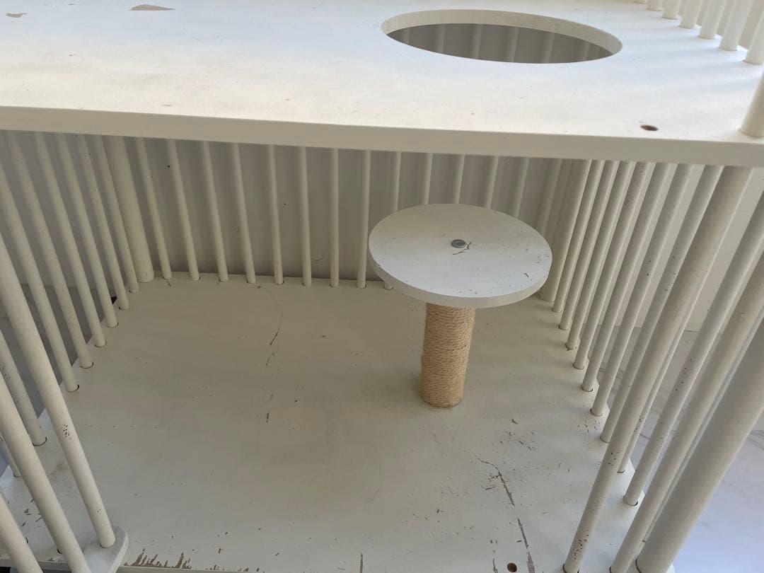 2段　木製キャットケージ白　お洒落　ホワイトアンティーク風　猫キャットケージ