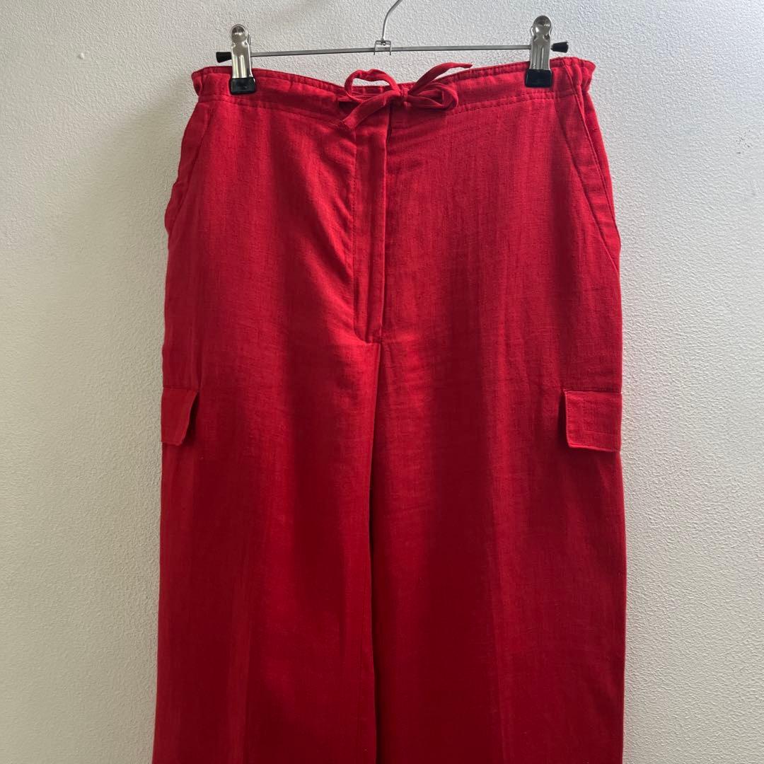 ヨーロッパ 90s 80s リネン カーゴパンツ ヴィンテージ スラックス 麻