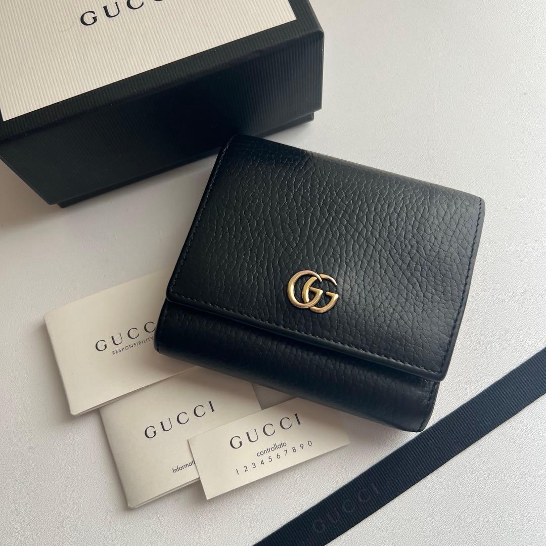 10 極上美品 GUCCI グッチ マーモント 2つ折り財布