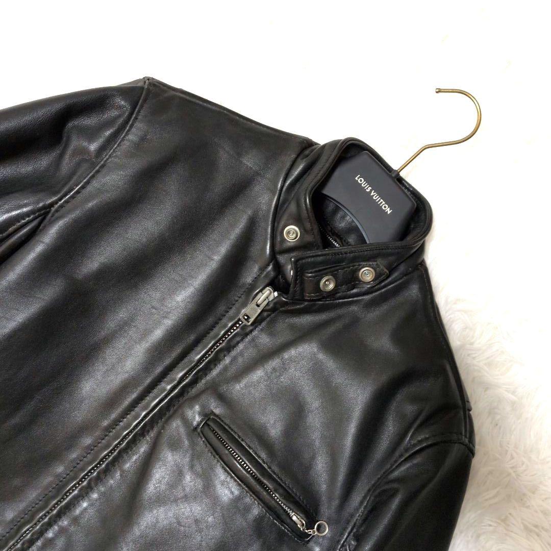 ✨美品✨ショット ライダースジャケット ダブル ボアライナー 34 641 黒