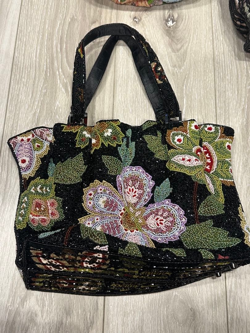 KATORIYA 総ビーズ刺繍 花柄 ハンドバッグ　セット