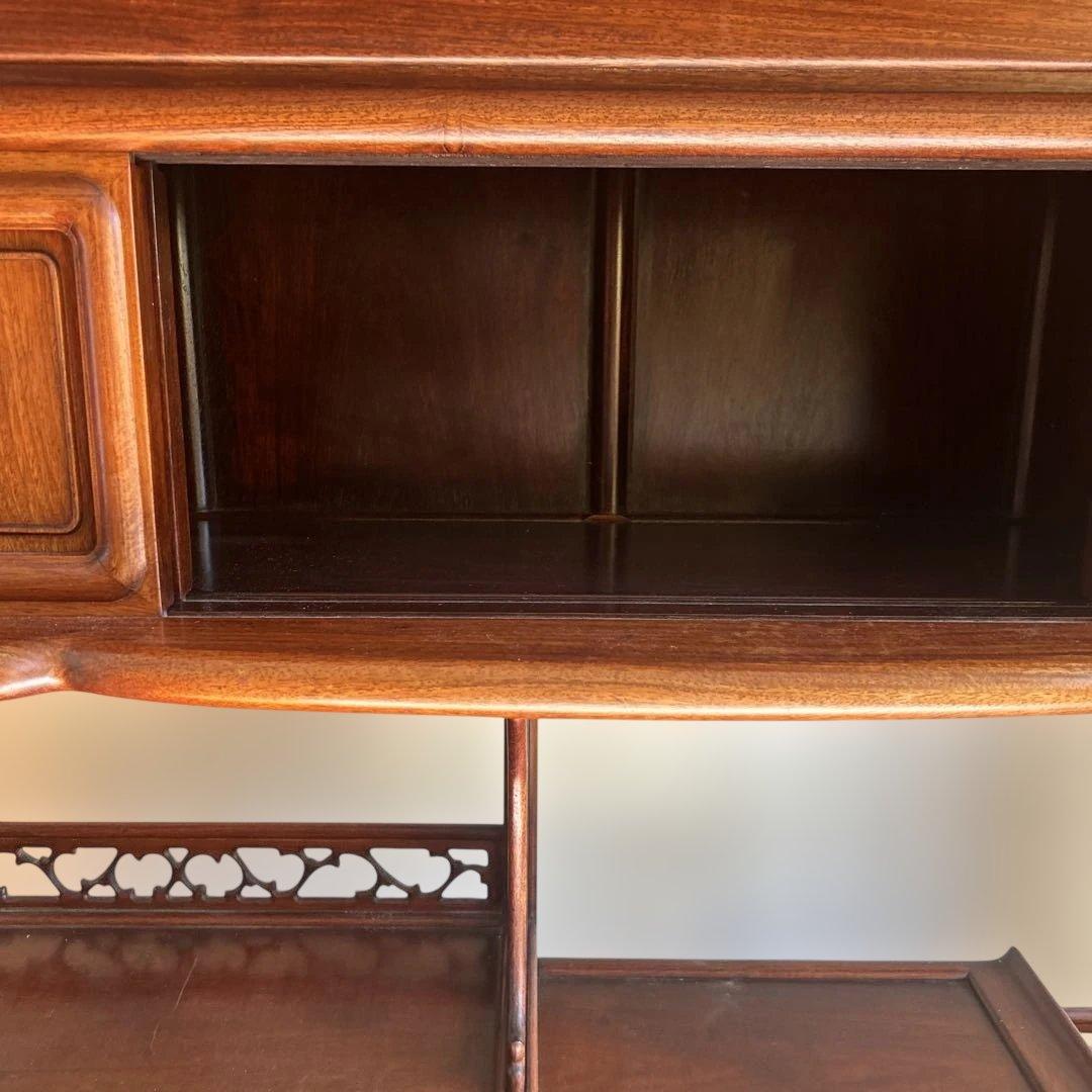 送料込 高級 花梨　収納棚 骨董品 飾り棚 茶箪笥 唐木 幅121㎝