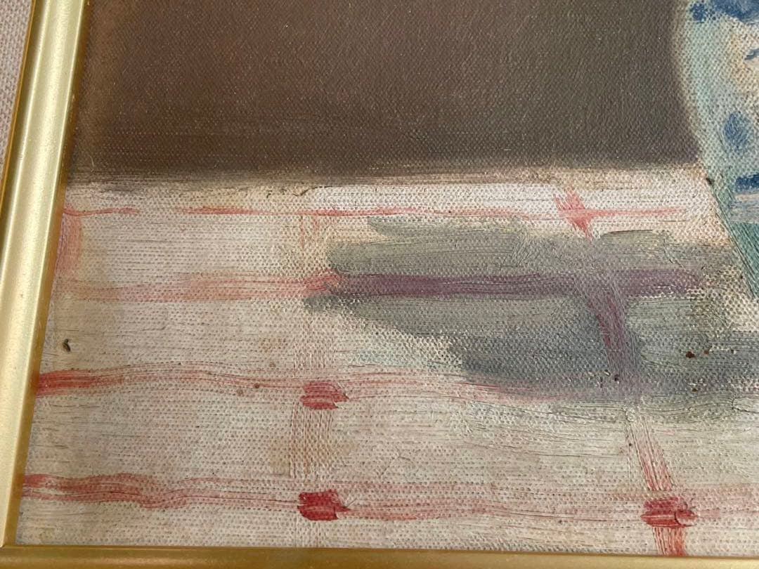 画家　加藤静児　静物　油彩画　油絵　額入　花　薔薇　薔薇の絵　バラ