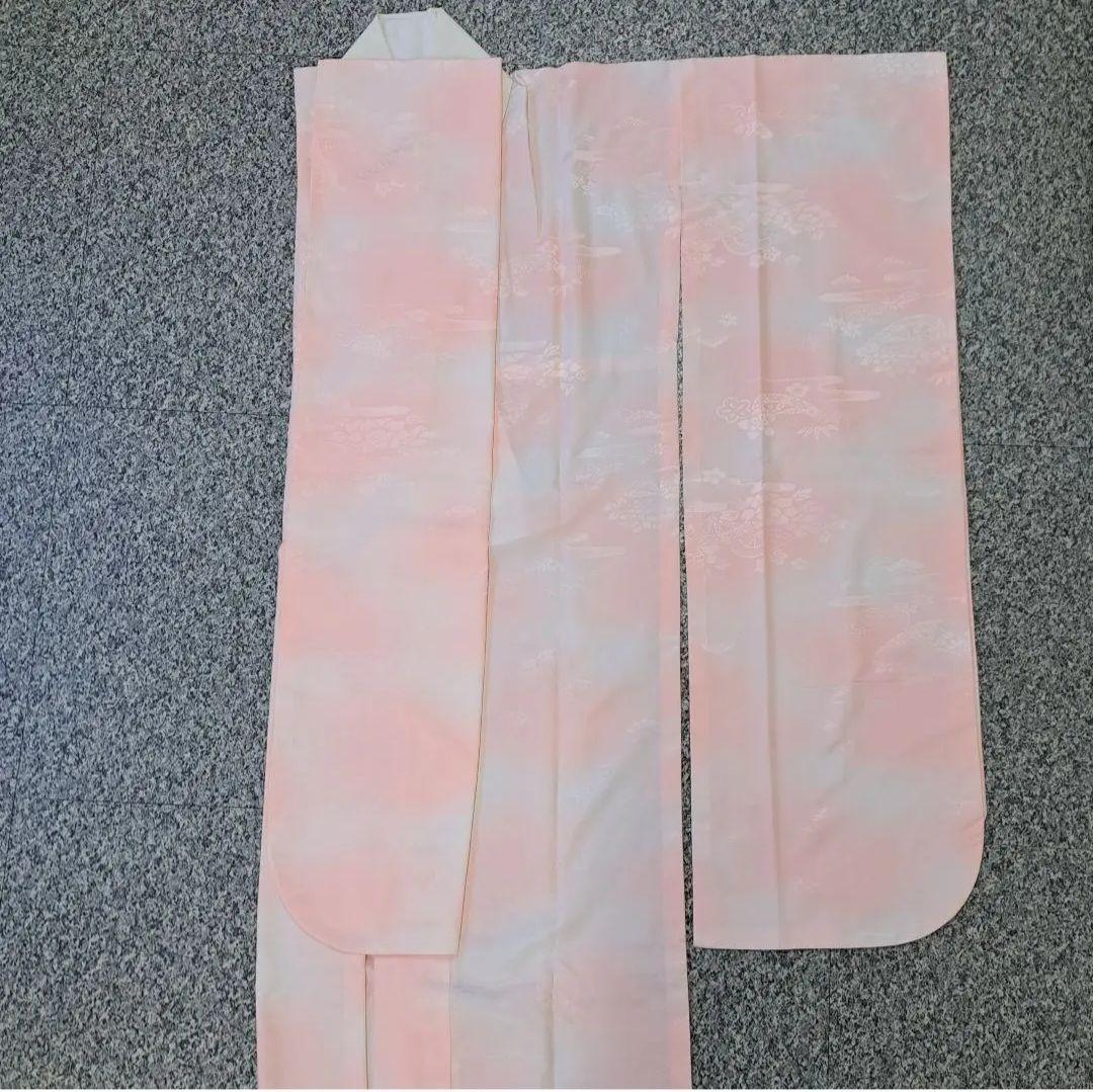 今大変お得なフルセット 正絹赤地振袖 ワイン裾グリーン御所車柄 成人式最適