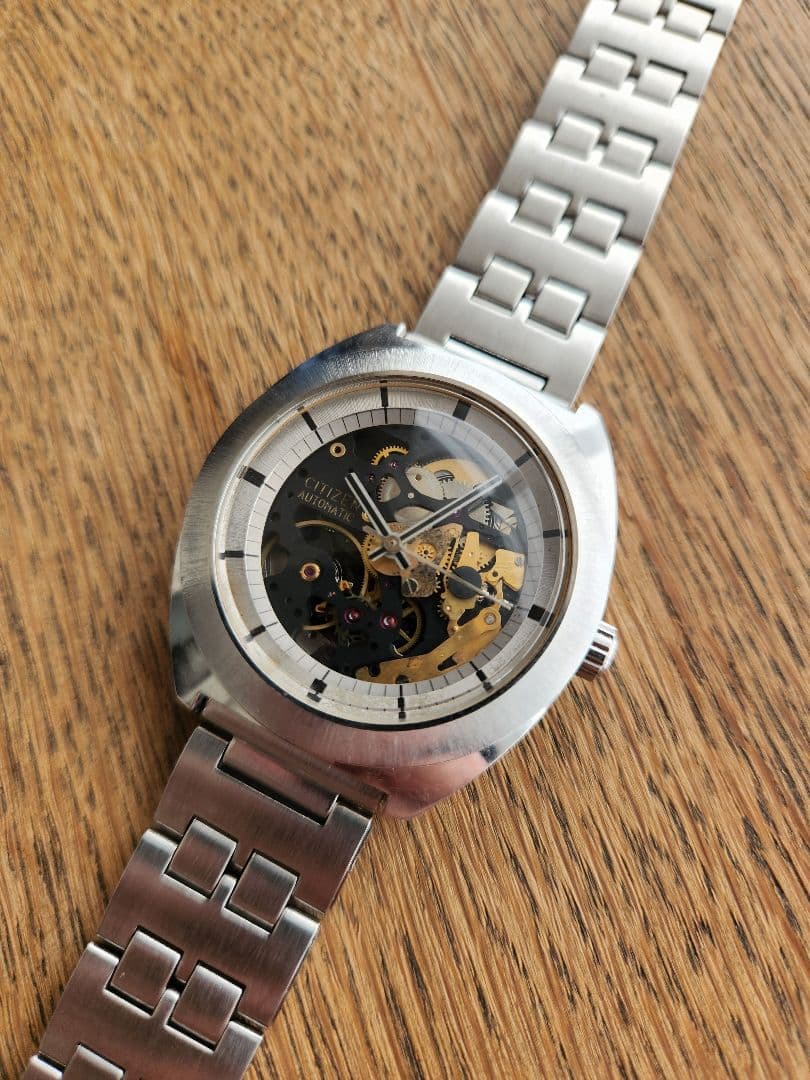 動作確認済　美品　シチズン　両面スケルトン　ノンデイト　ムーブブラック・ゴールド