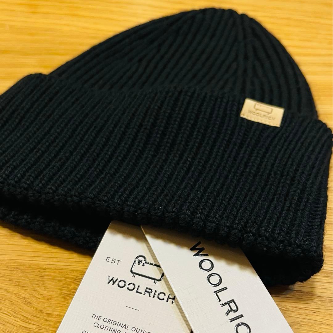 定価1.6万 新品 黒 ウールリッチ メリノウールリブビーニー ユニセックス