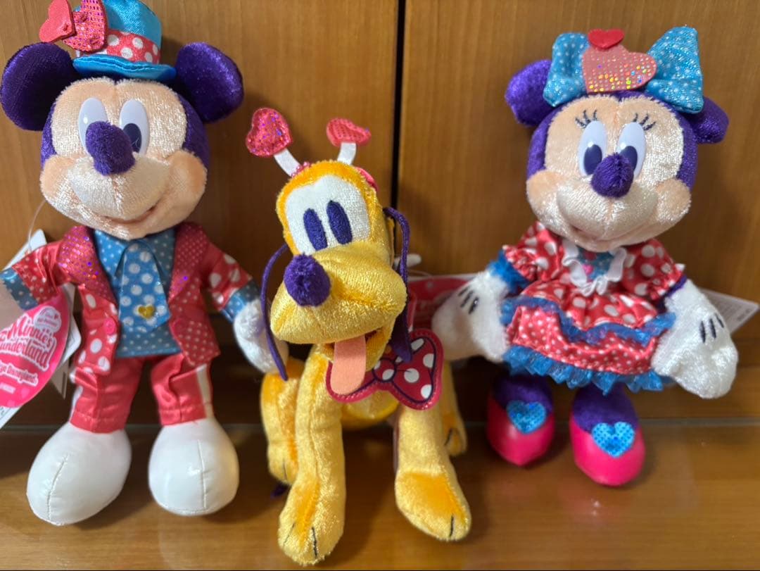 ミニー@ファンダーランド ぬいぐるみバッジ ミッキー ミニー プルート3体セット