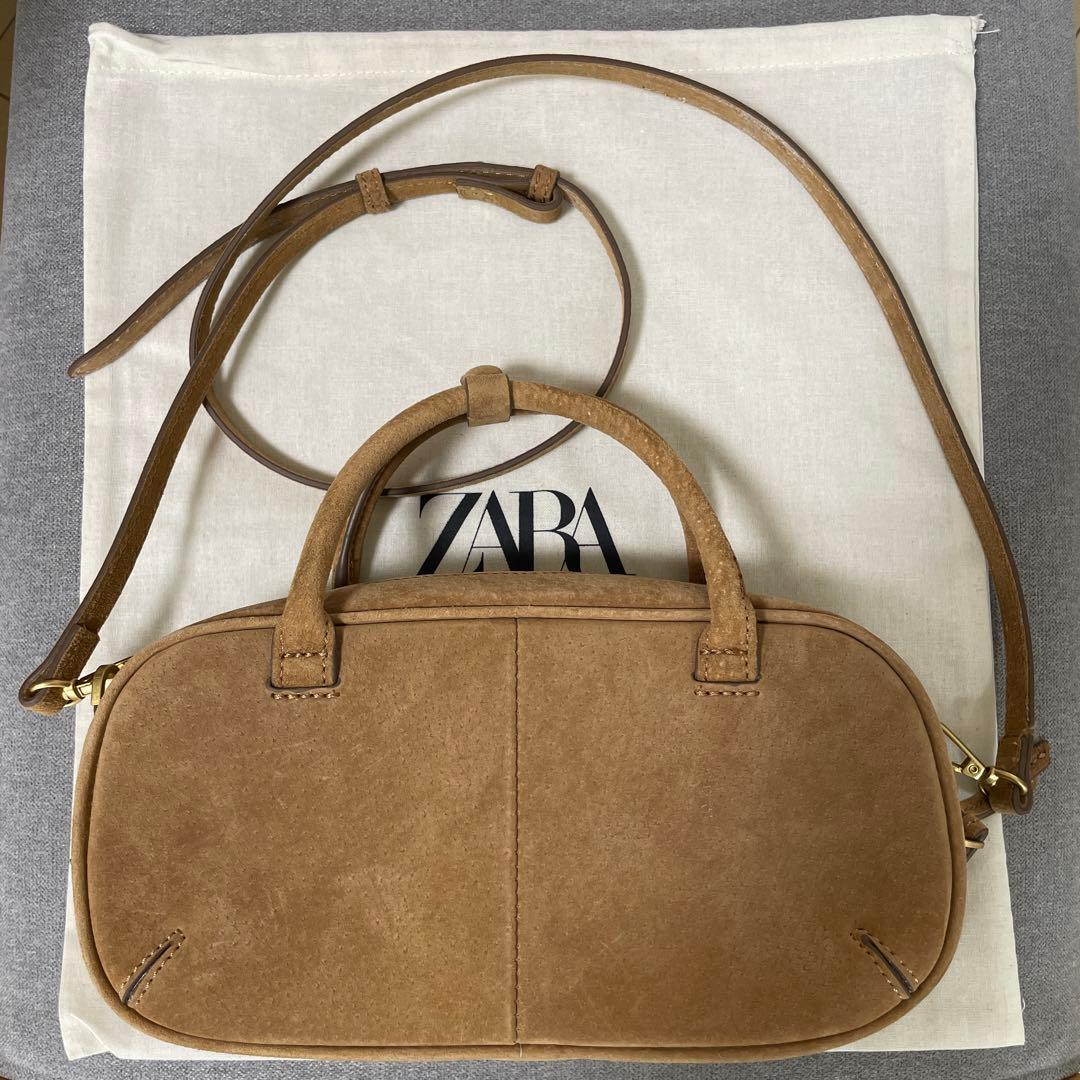 ザラ　ZARA ミニボーリングバッグ　ブラウン ショルダーバッグ