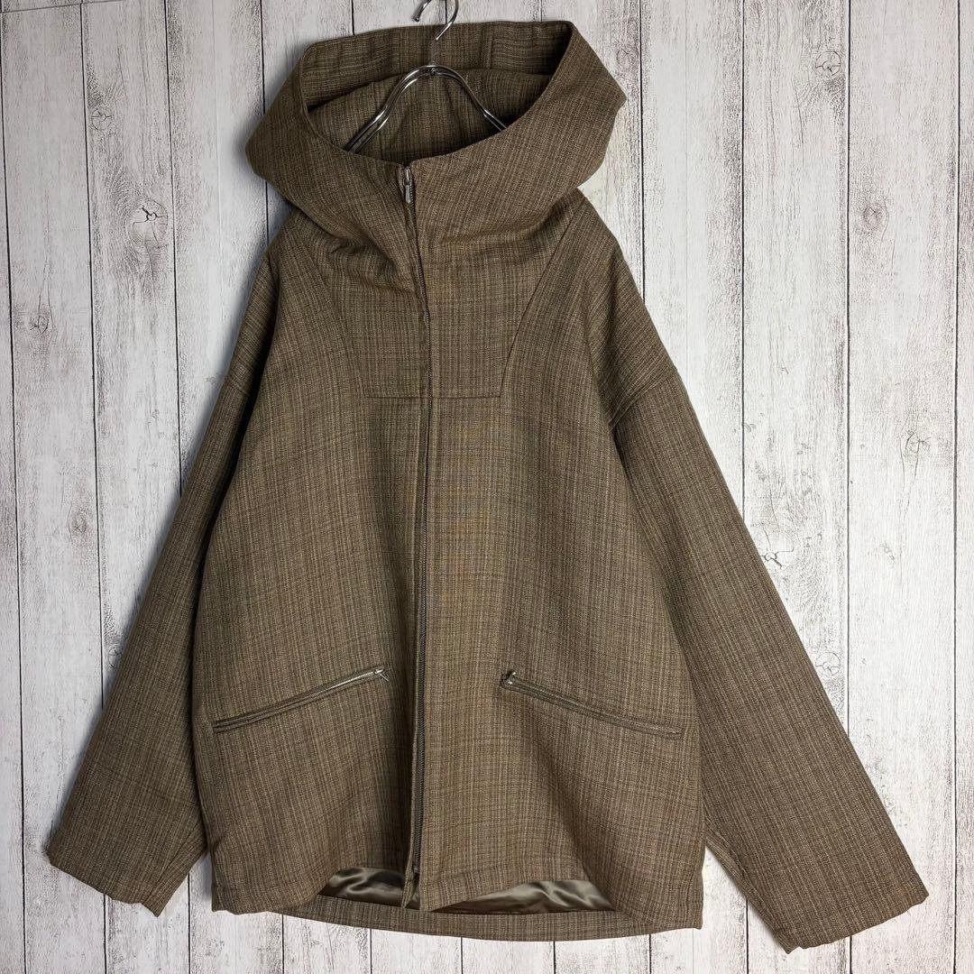 【美品】オーラリー☆チェック柄ウールジップパーカー 20AW ベージュ サイズ4