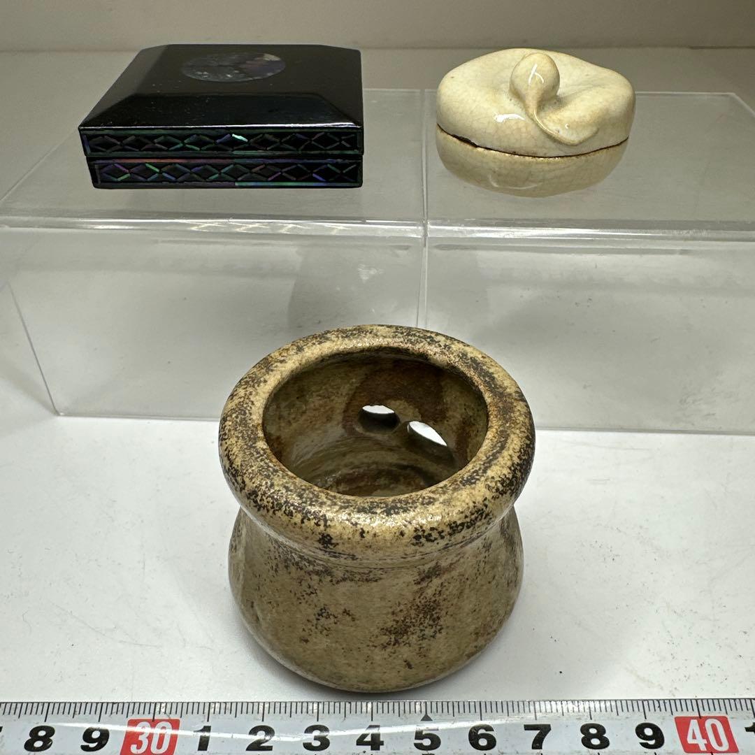 江戸時代　蓋物　香合　螺鈿　東な7-0415①