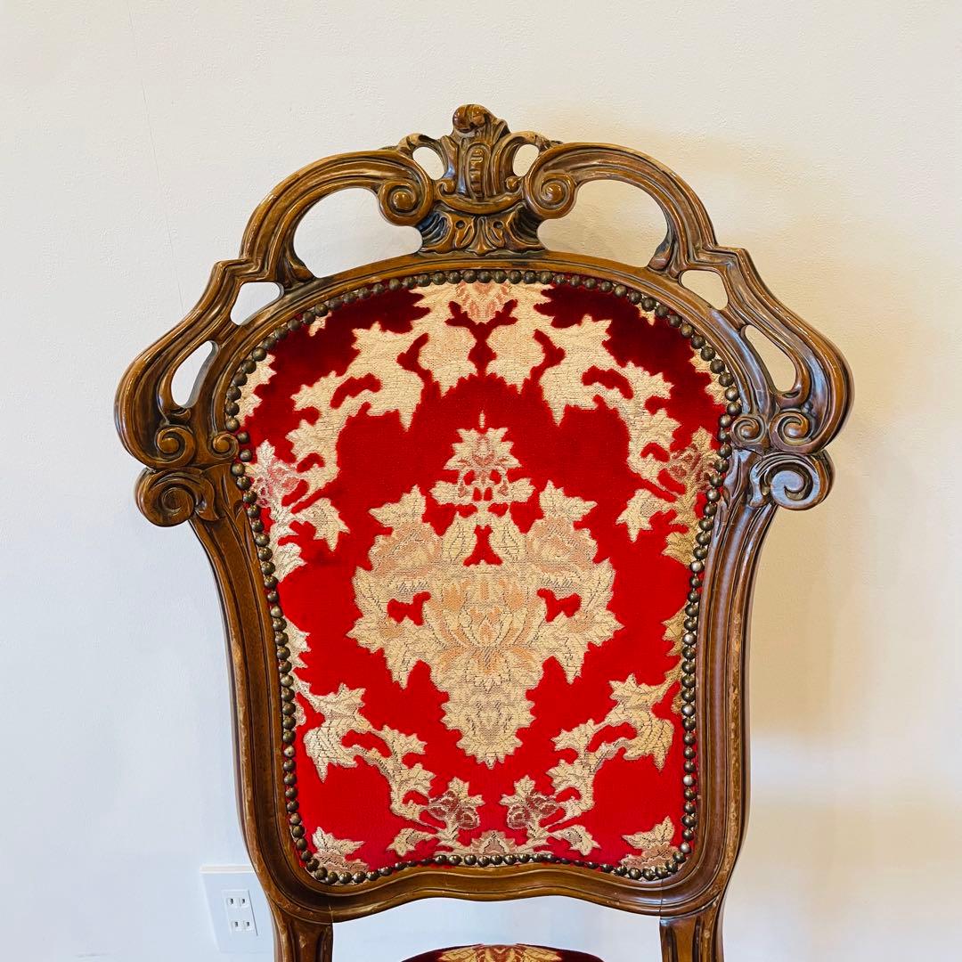 イタリア ダイニングチェア 金華山 赤 金 猫脚 椅子 ヨーロピアン ロココ ②