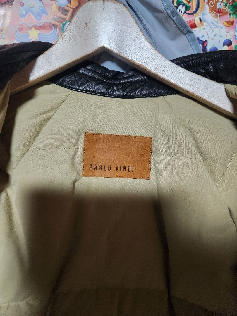 PABLO VINCI レザーダウンジャケット S 黒