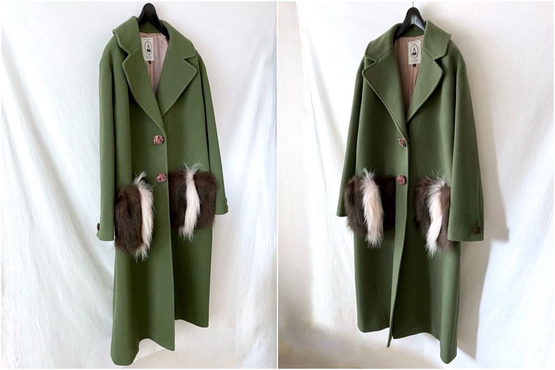 leur logette タスマニア ウールコート 1 M モスグリーン