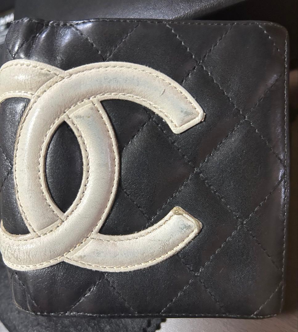 シャネル　二つ折り財布　カンボンライン　【おまけ付き　エルメスのりぼん】