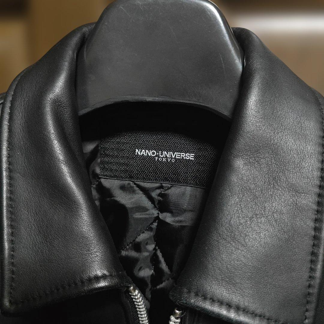 ナノユニバース シングル ライダースジャケット L ラムレザー
