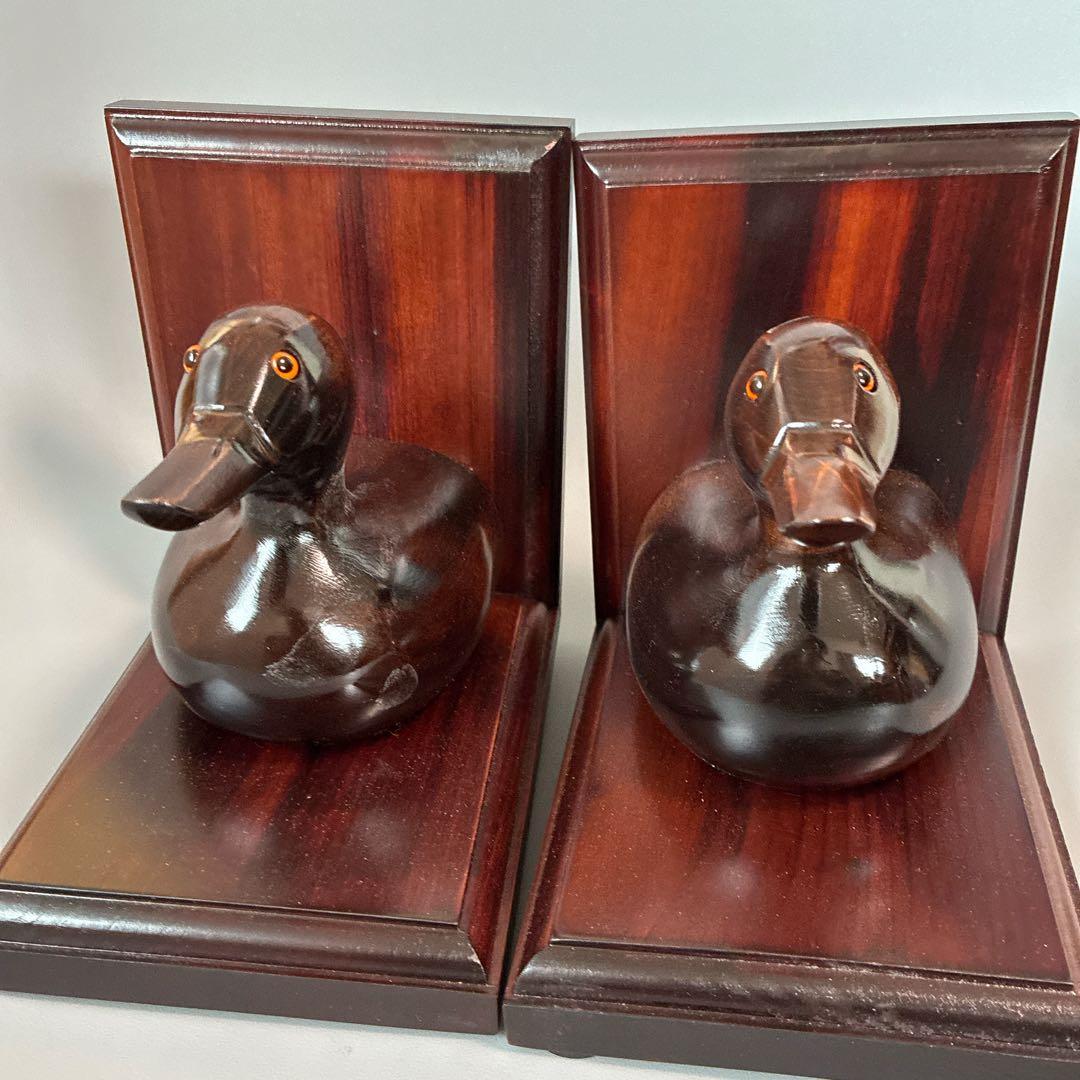 ヴィンテージTSUBOGEN木味ハンドメイド マガモ　デコイ ブックエンド　鴨