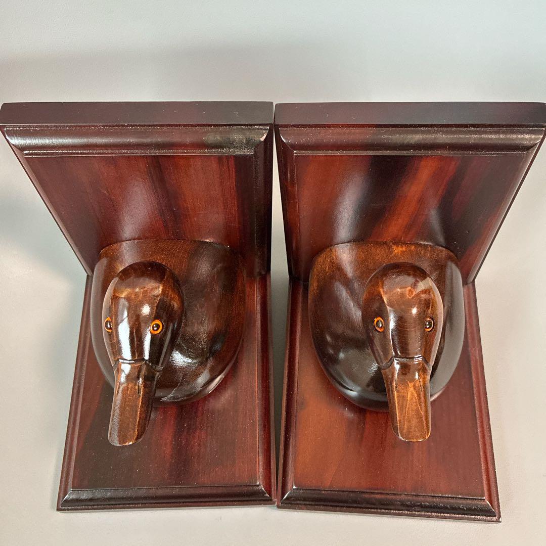 ヴィンテージTSUBOGEN木味ハンドメイド マガモ　デコイ ブックエンド　鴨