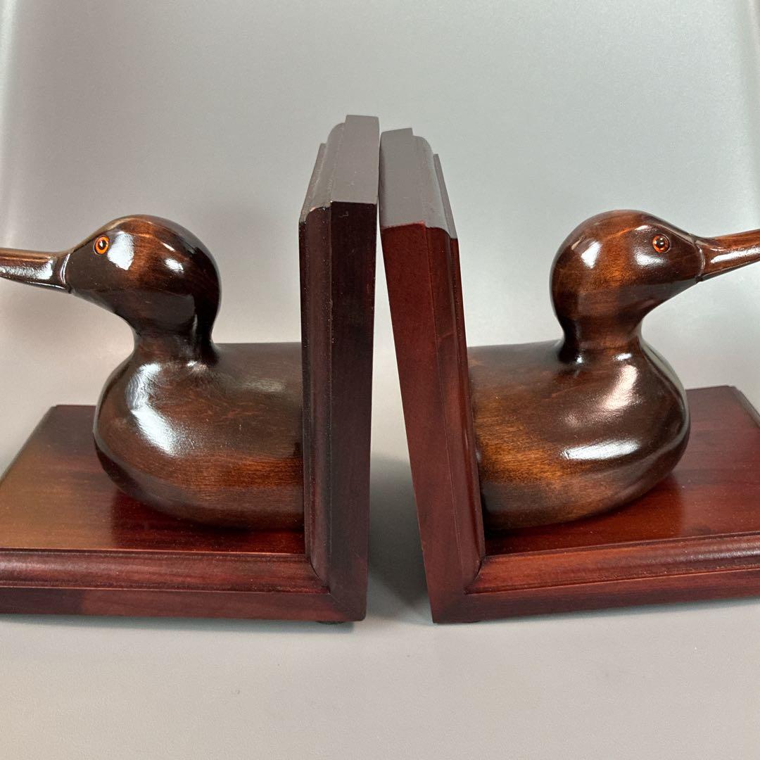 ヴィンテージTSUBOGEN木味ハンドメイド マガモ　デコイ ブックエンド　鴨